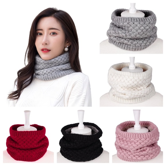 Accessories - Warm Knitted Infinity Ring Scarf Lined with Fleece